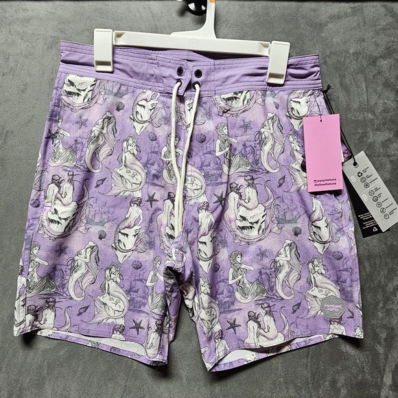 Psycho Tuna Other - Psycho Tuna Sirens Mermaid Boardshorts Purple Rose Men's 31 PTYB0178 New